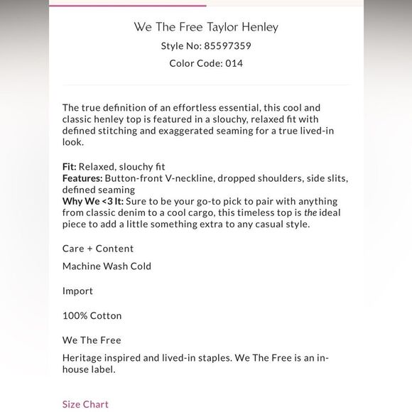 Free People We the Free Taylor Henley Top in Greige NWOT - Picture 5 of 8